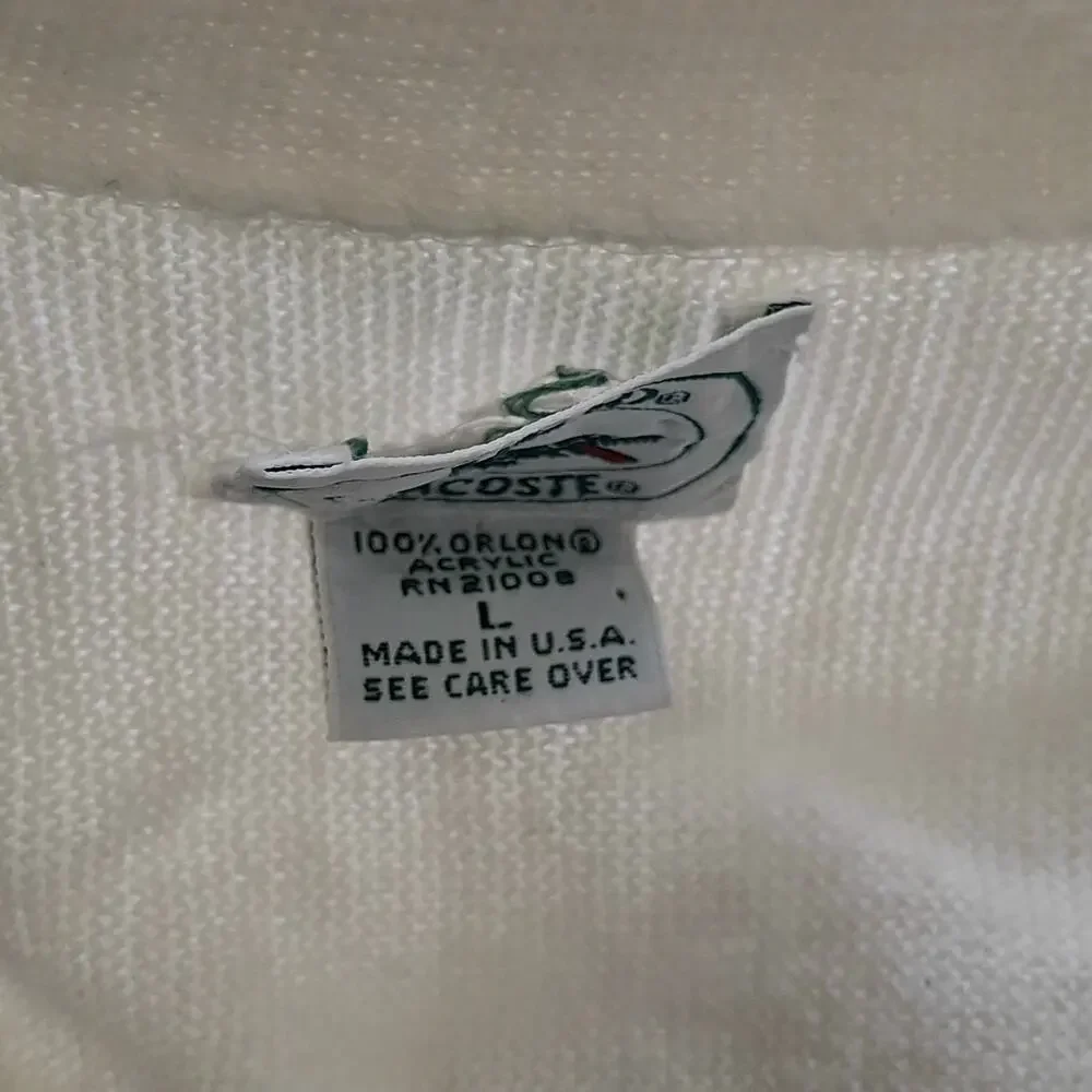 Vintage Izod Lacoste Cardigan Sweater Men’s Size L White 90s Retro Kurt Cobain